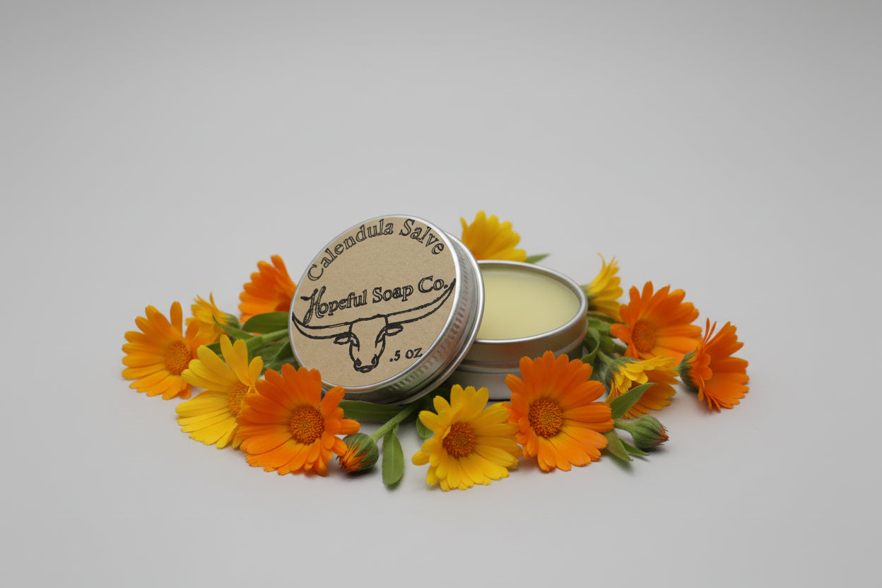 Metal tin with a yellow substance on a wooden surface